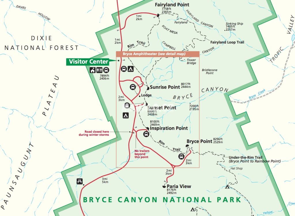 Брайс каньон национальный парк карта