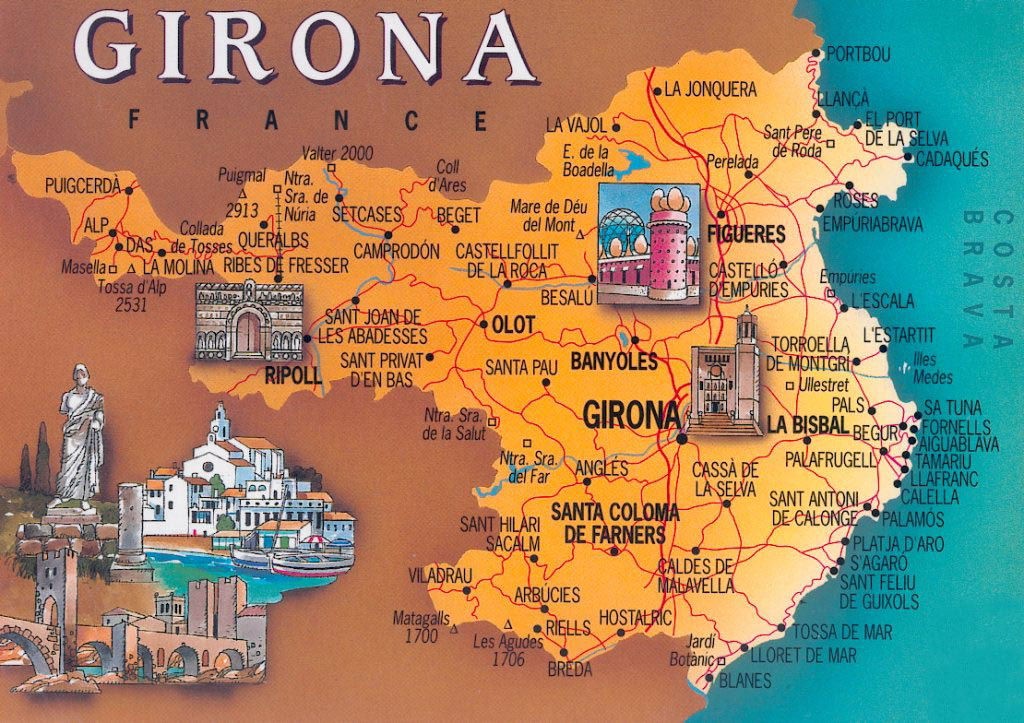 Жирона на карте Испании